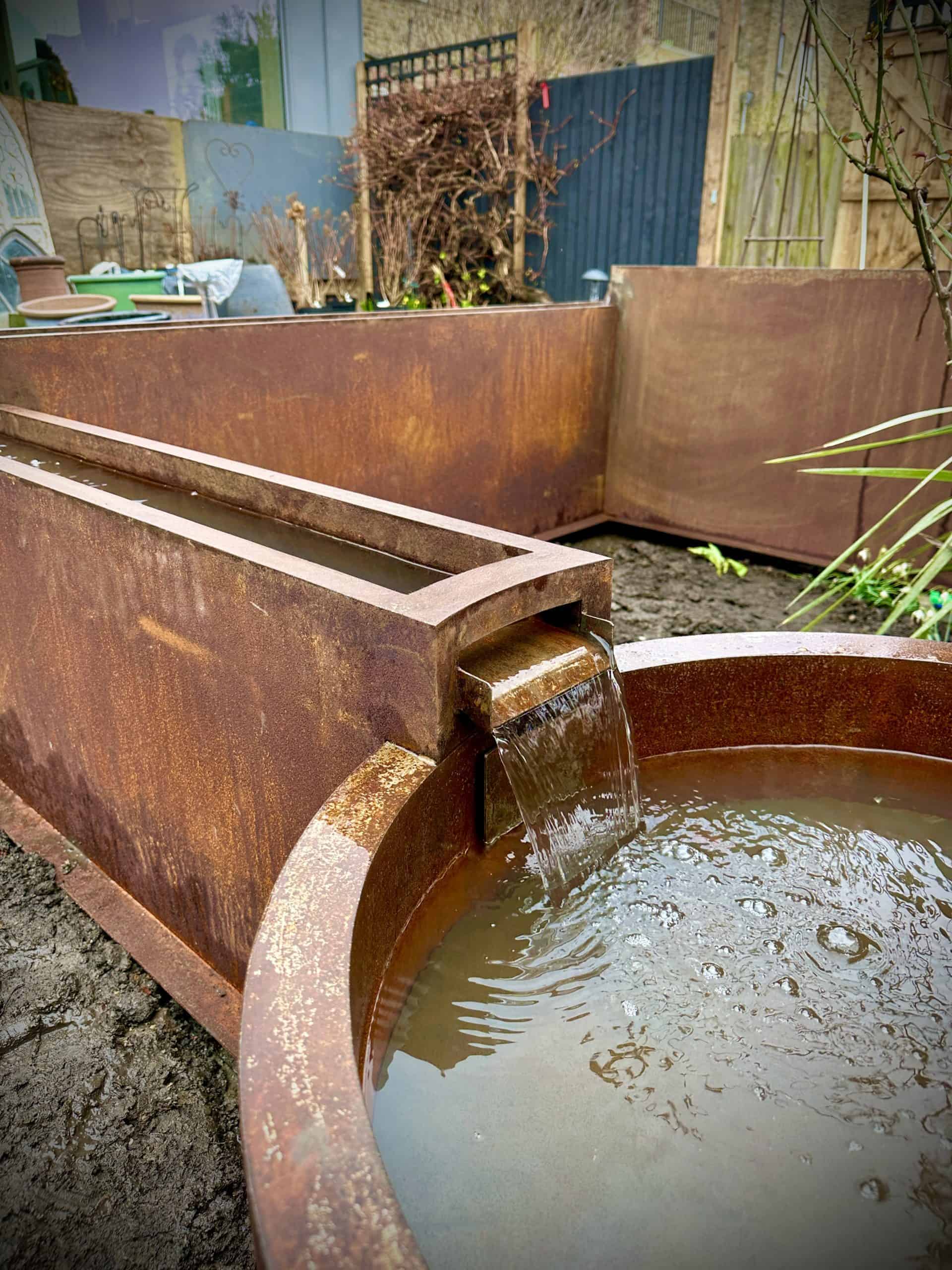 Corten Steel Water Fountain with Rustic Patina